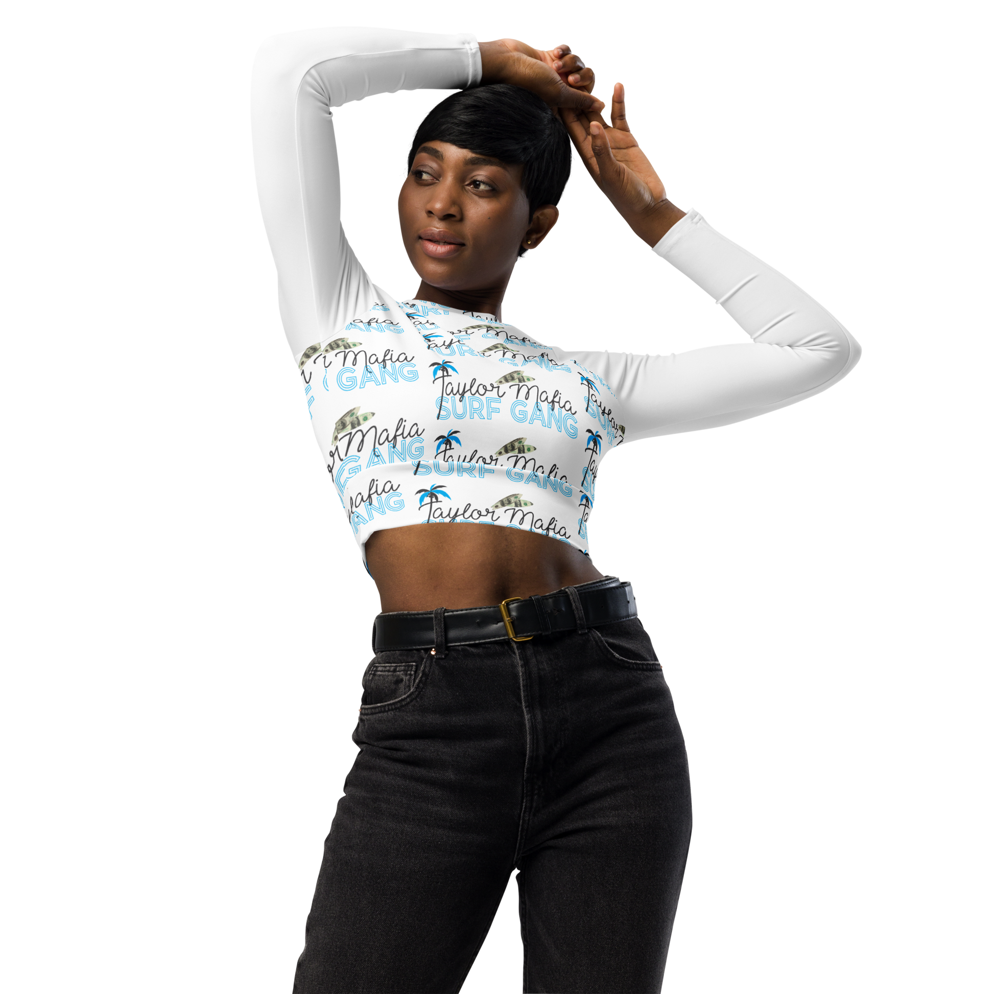 Recycled long-sleeve crop top