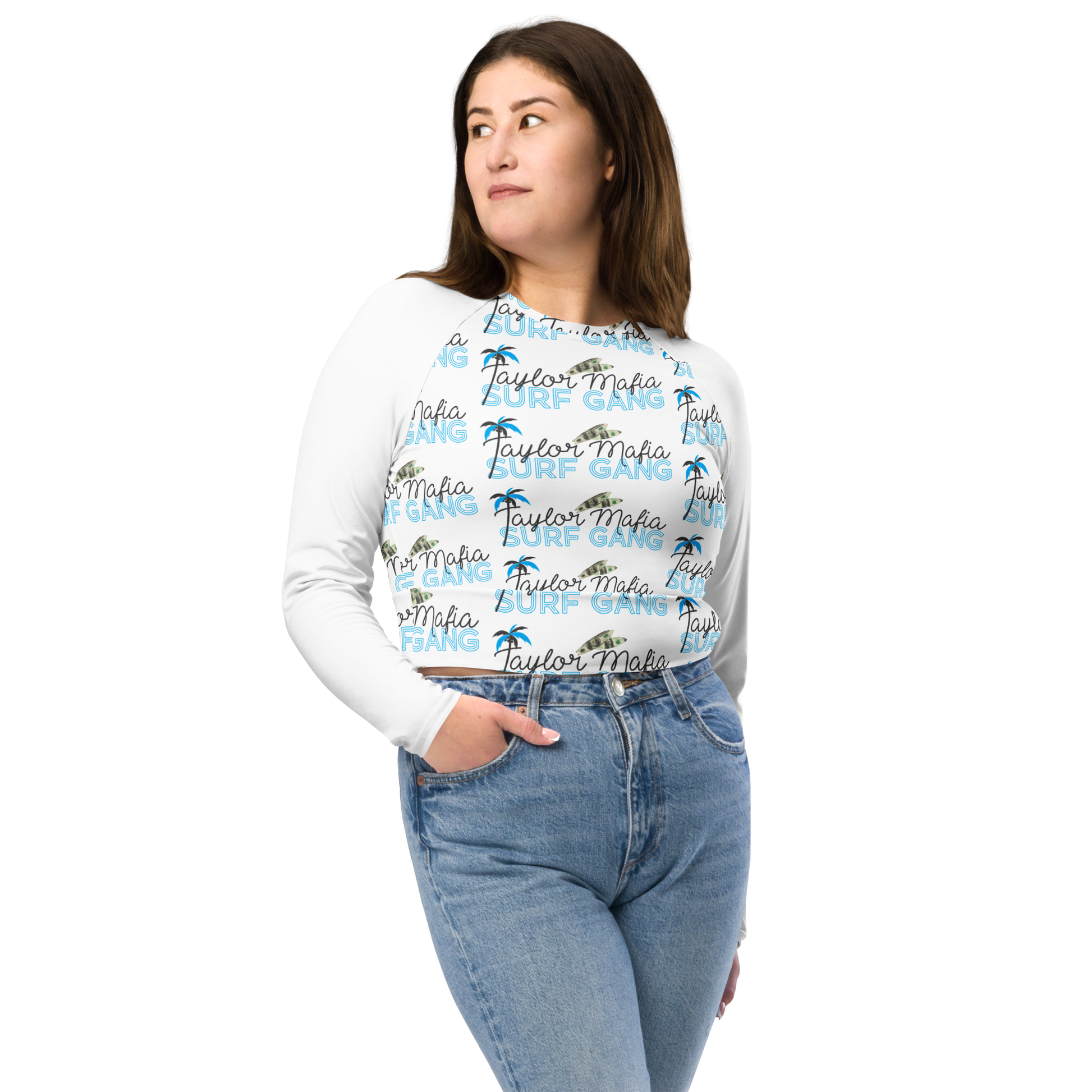 Recycled long-sleeve crop top