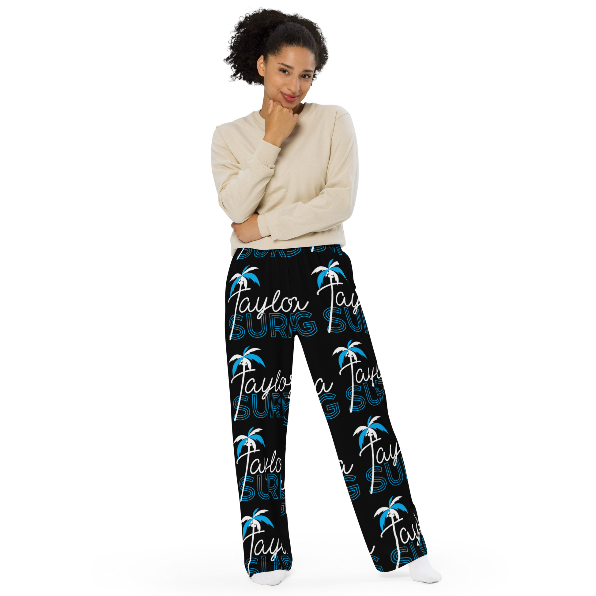 print unisex wide-leg pants