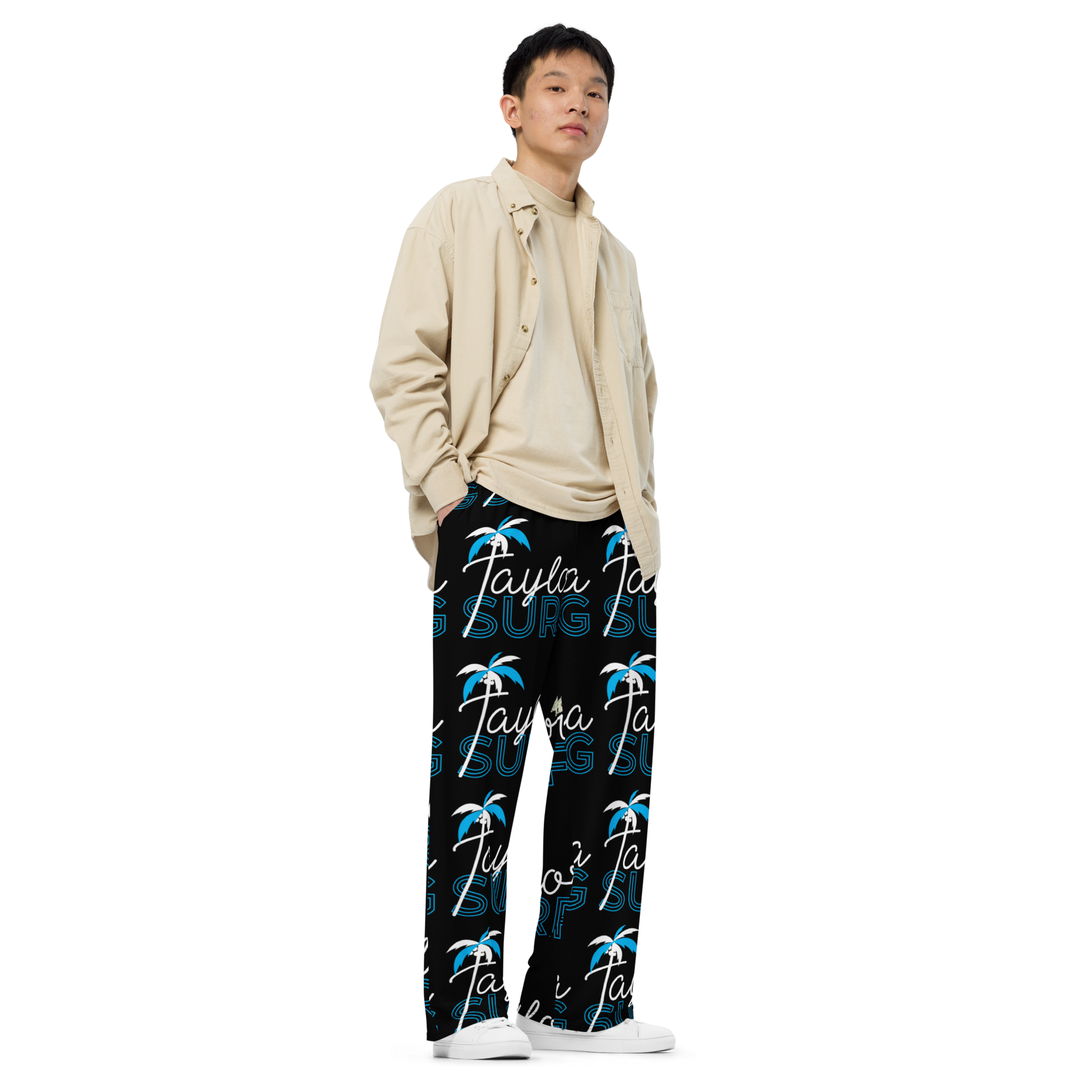 print unisex wide-leg pants
