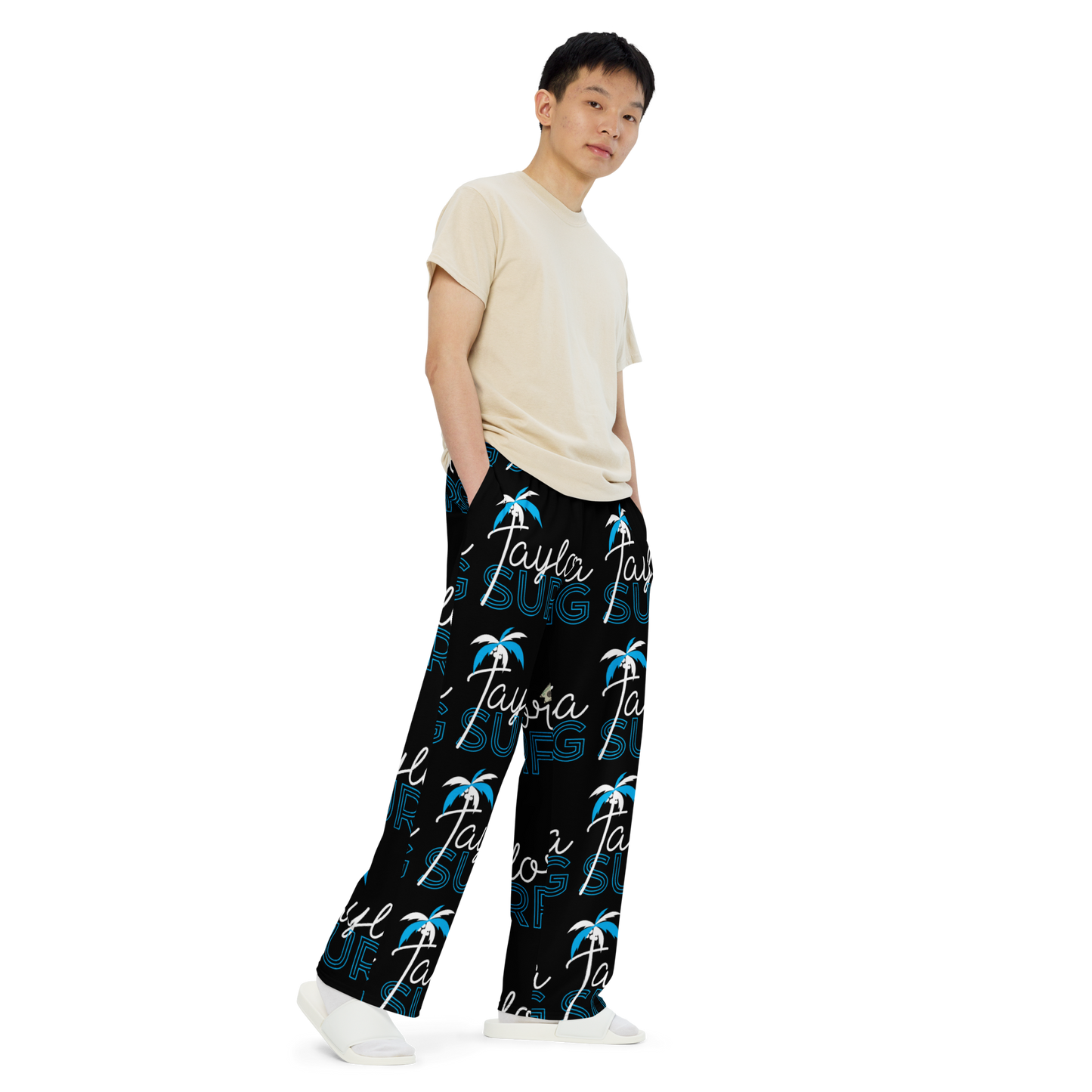 print unisex wide-leg pants