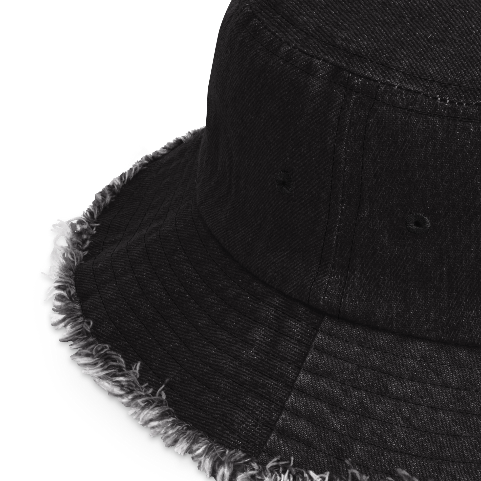 Distressed denim bucket hat