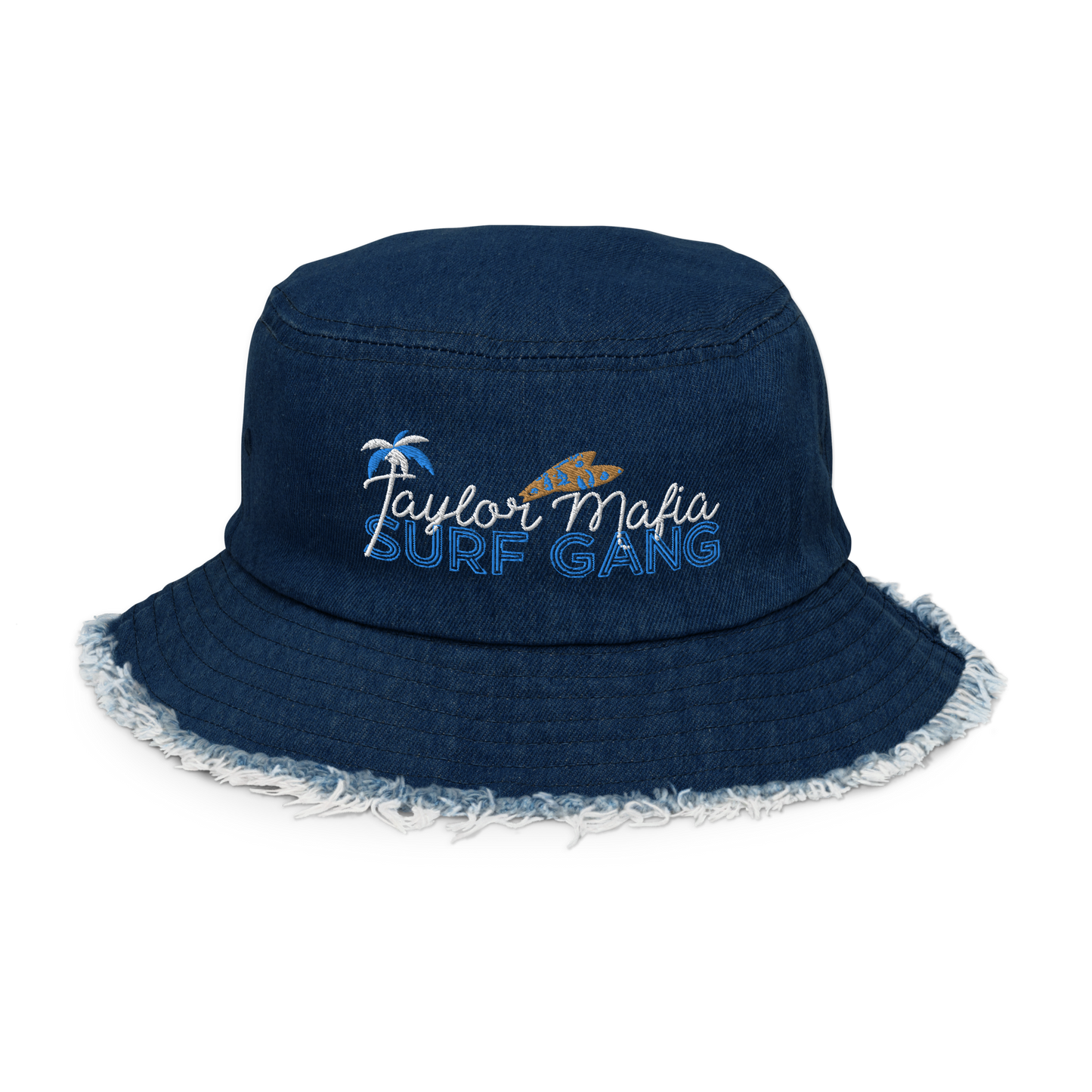 Distressed denim bucket hat