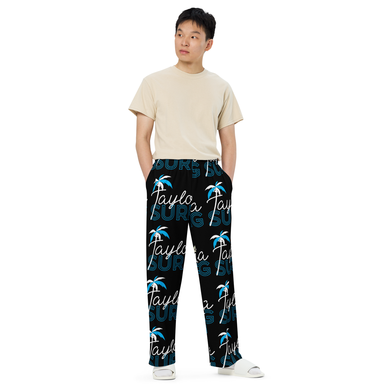print unisex wide-leg pants